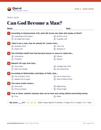 Preview of the quiz printout for Stop 3