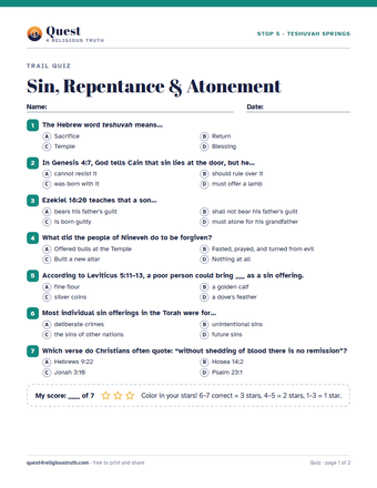 Preview of the quiz printout for Stop 5