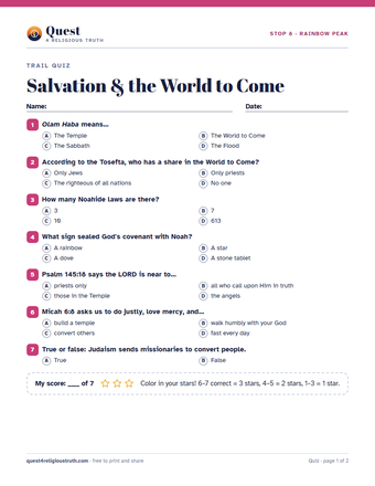 Preview of the quiz printout for Stop 8